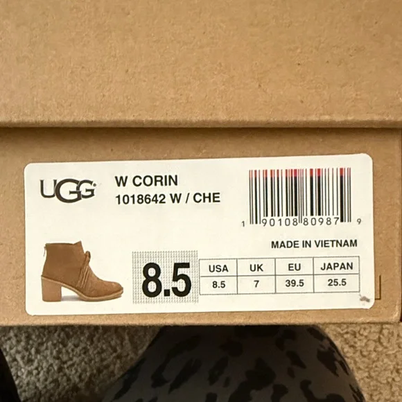 UGG W Corin- Tan Suede Fringe Ankle Boots - Picture 2 of 10